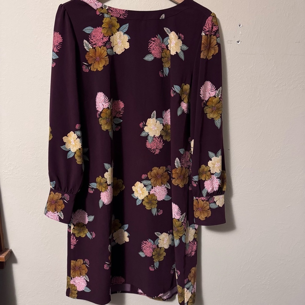 Loft long sleeve floral print dress Size 16 Petite